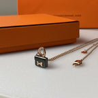 [Clover Jewelry]CONSTANCE BLACK PEDANT PINK GOLD NECKLACE