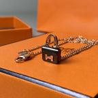 [Clover Jewelry]CONSTANCE BLACK PEDANT PINK GOLD NECKLACE