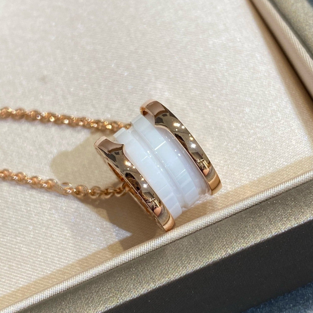 [Clover Jewelry]ZERO 1 WEISSE KERAMIK ROSEGOLD HALSKETTE