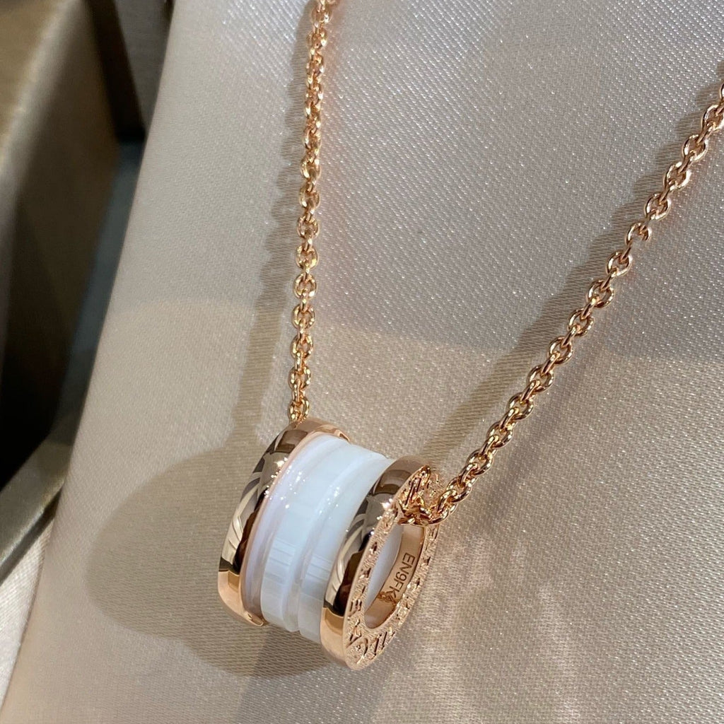[Clover Jewelry]ZERO 1 WEISSE KERAMIK ROSEGOLD HALSKETTE
