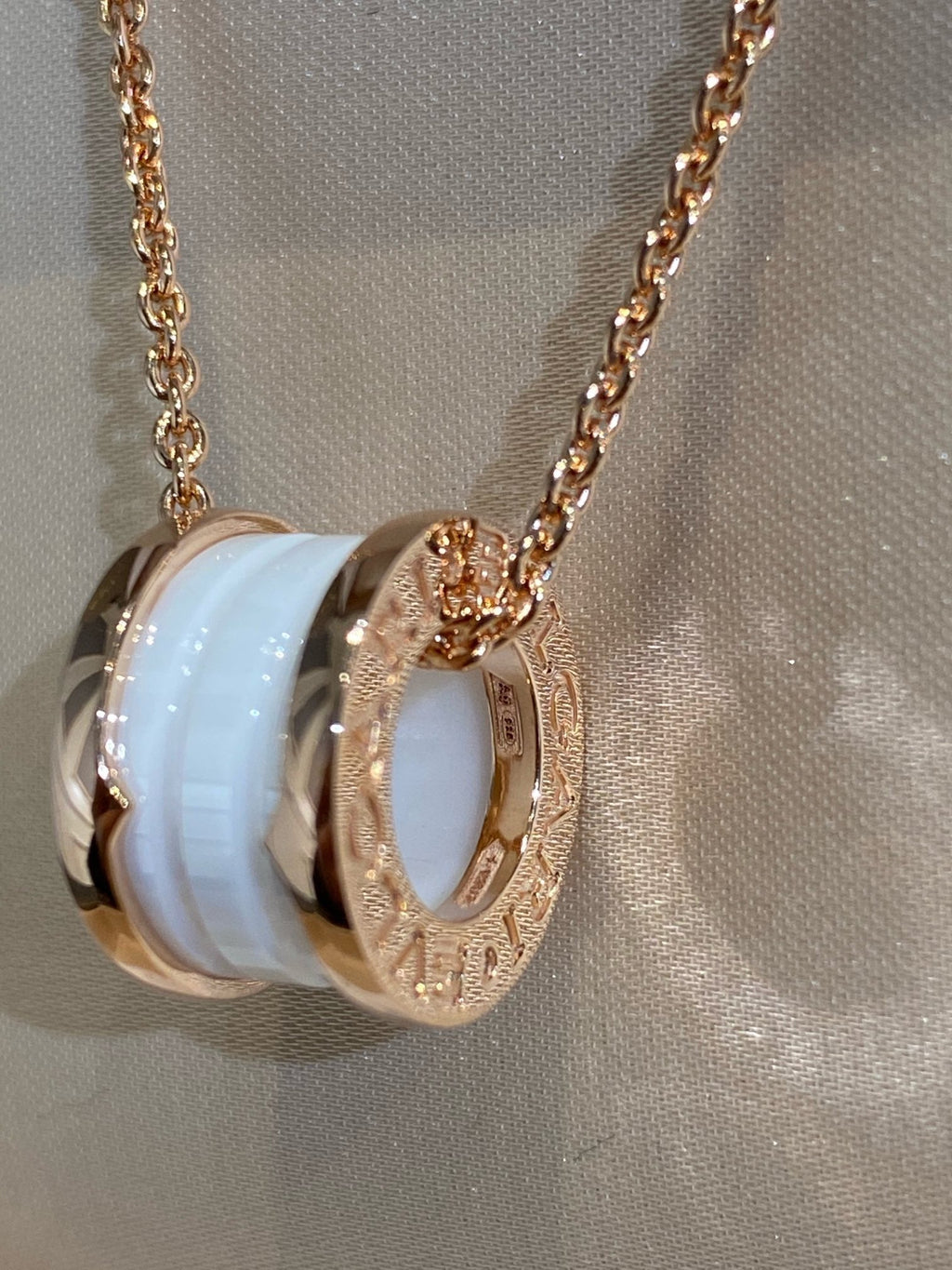 [Clover Jewelry]ZERO 1 WEISSE KERAMIK ROSEGOLD HALSKETTE