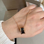 [Clover Jewelry]ZERO 1 BLACK CERAMIC PINK GOLD NECKLACE