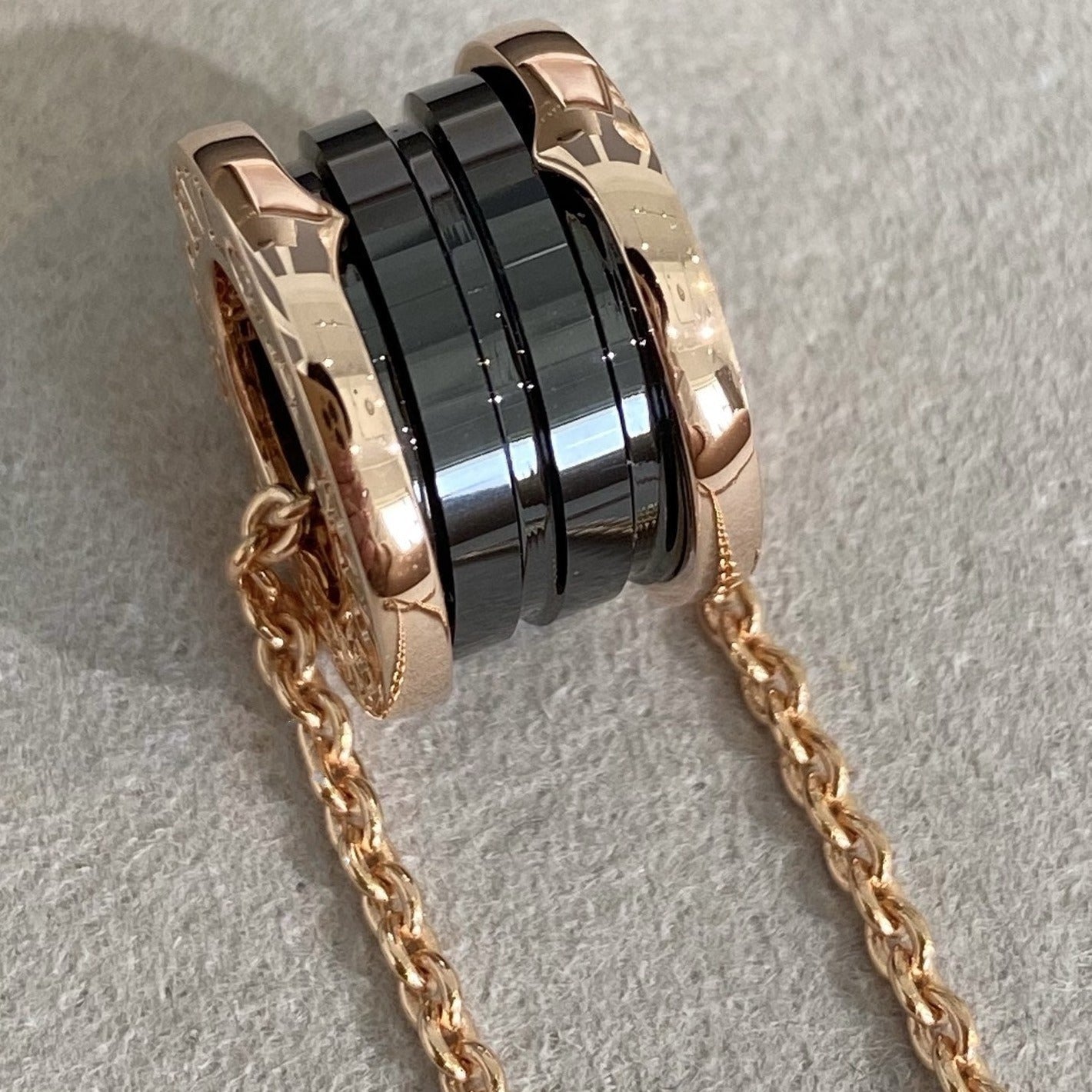 [Clover Jewelry]ZERO 1 BLACK CERAMIC PINK GOLD NECKLACE