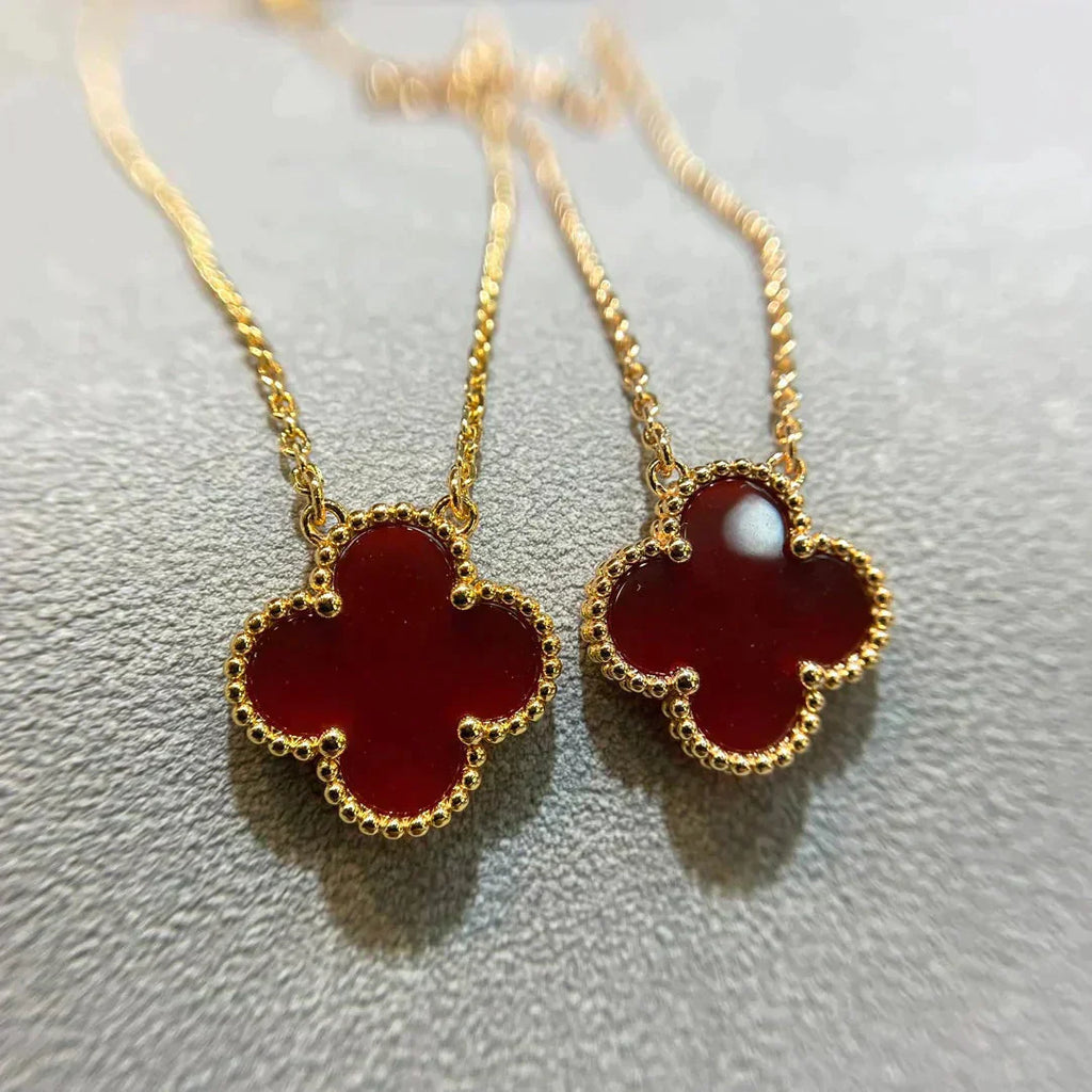 [Clover Jewelry]CLOVER 15MM CARNELIAN EINZELBLUMEN-HALSKETTE