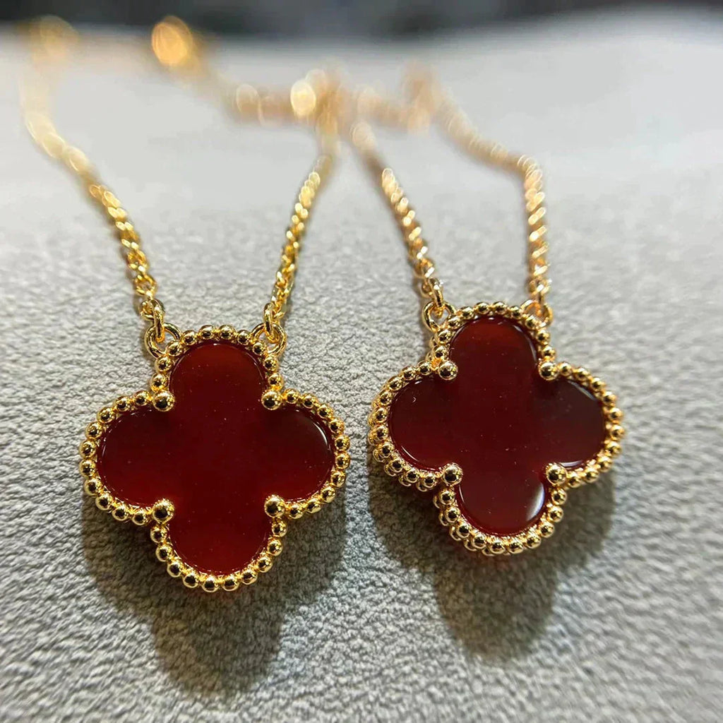 [Clover Jewelry]CLOVER 15MM CARNELIAN EINZELBLUMEN-HALSKETTE