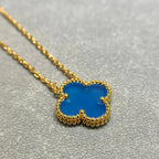 [クローバー・ジュエリー]クローバー 15mm ブルーアゲート ネックレス