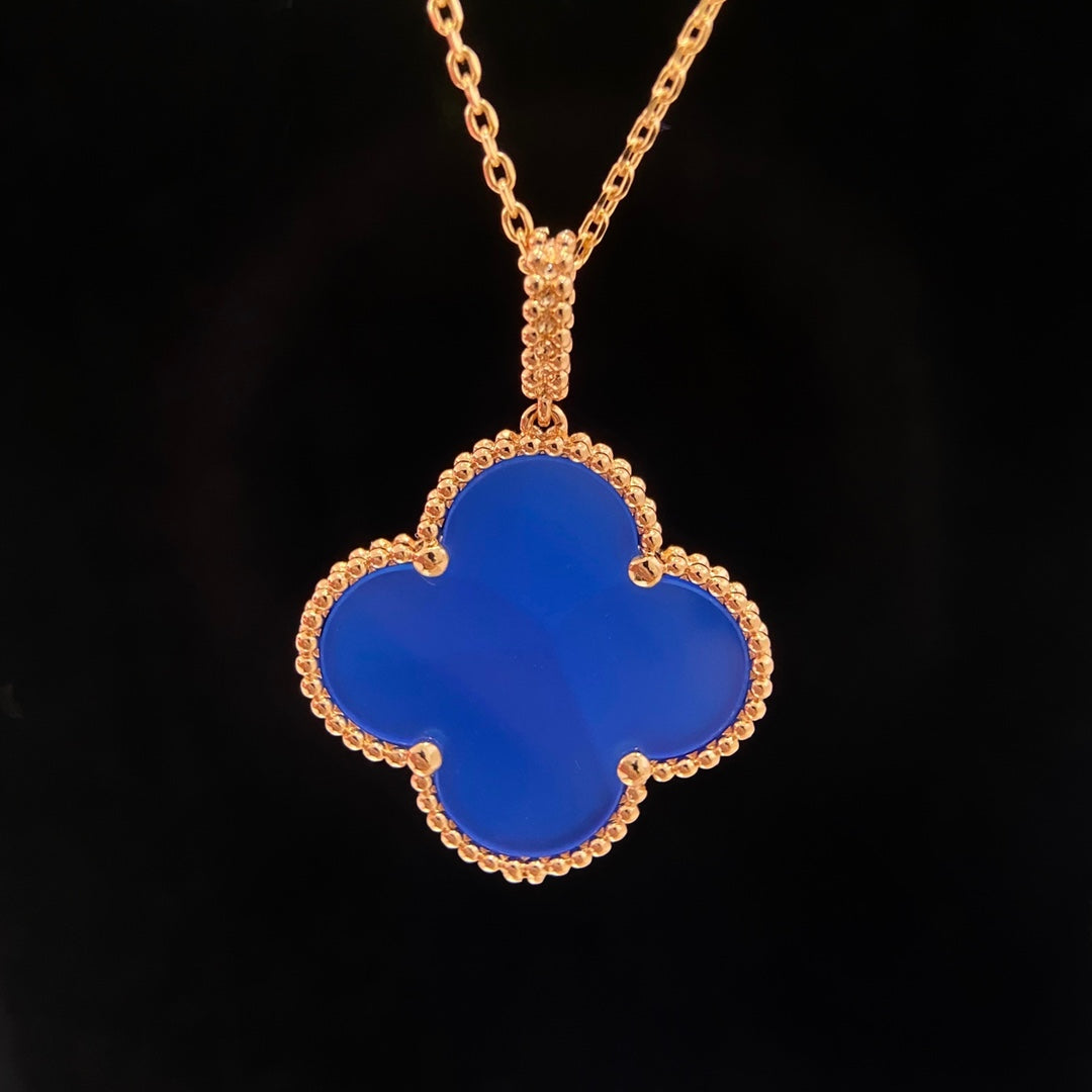 [Clover Jewelry]CLOVER 25MM NECKLACE TURQUOISE ROSE GOLD