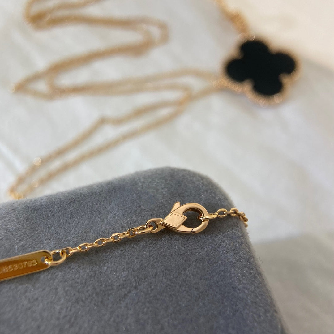 [Clover Jewelry]CLOVER 25MM NECKLACE GOLD ONYX