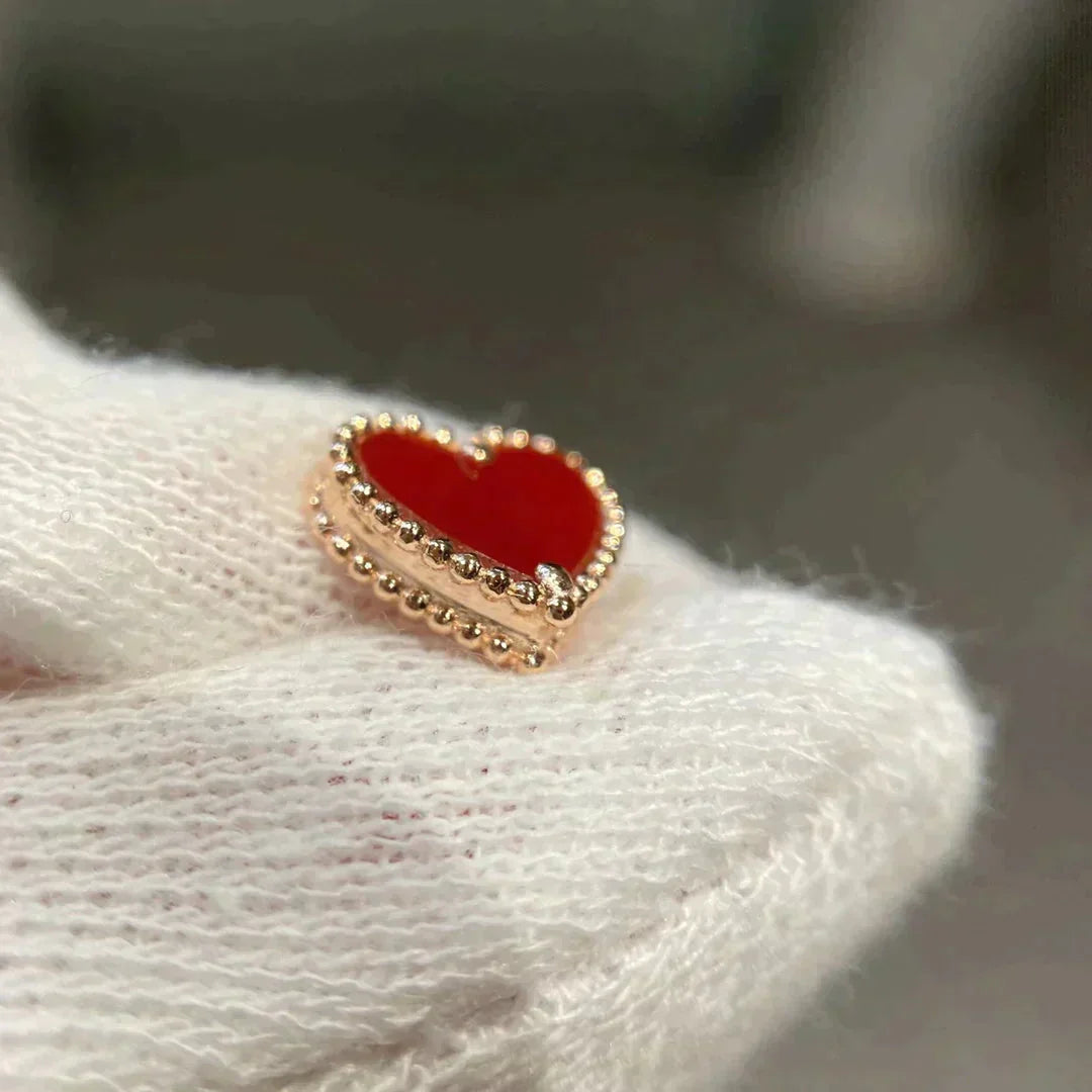 [Clover Jewelry]HEART CARNELIAN STUD EARRINGS
