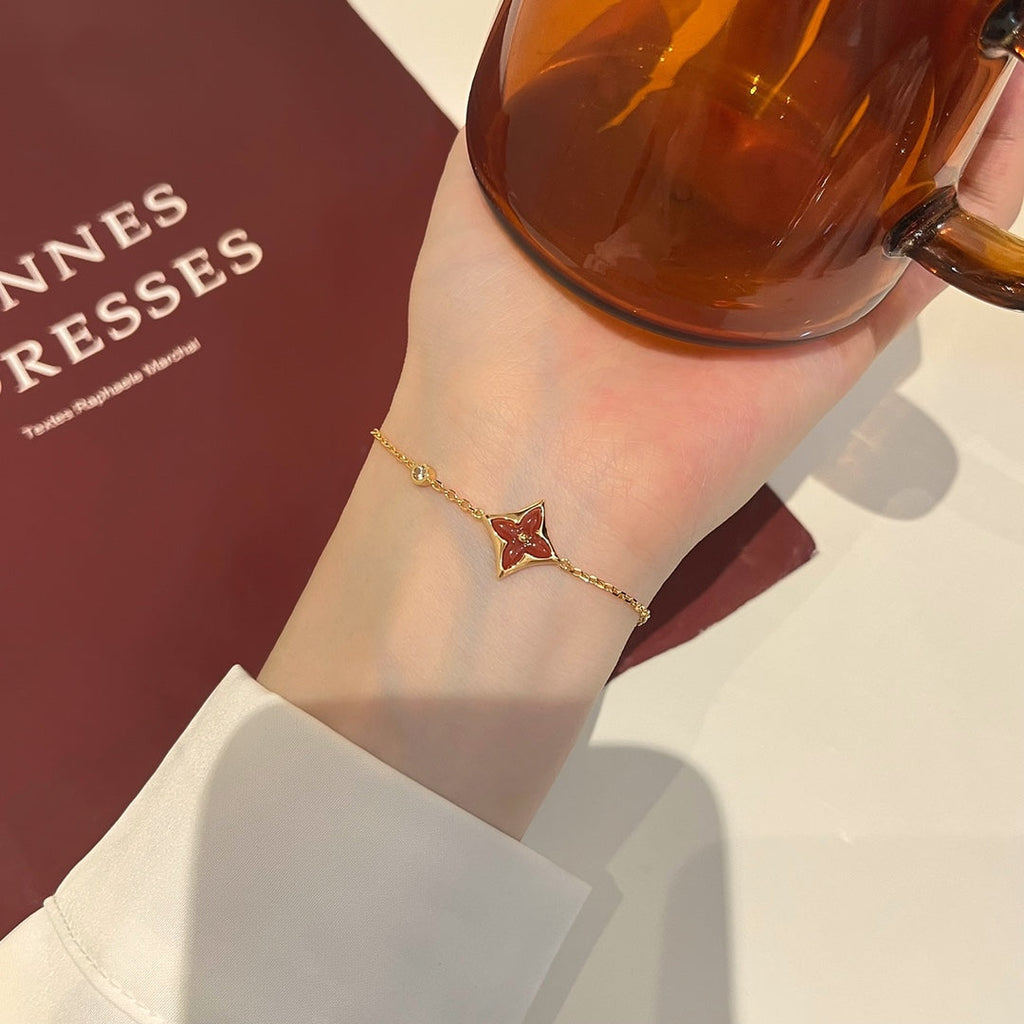 [Clover Jewelry]FARBSTERN KARNEOL ROSÉGOLD DIAMANTARMBAND