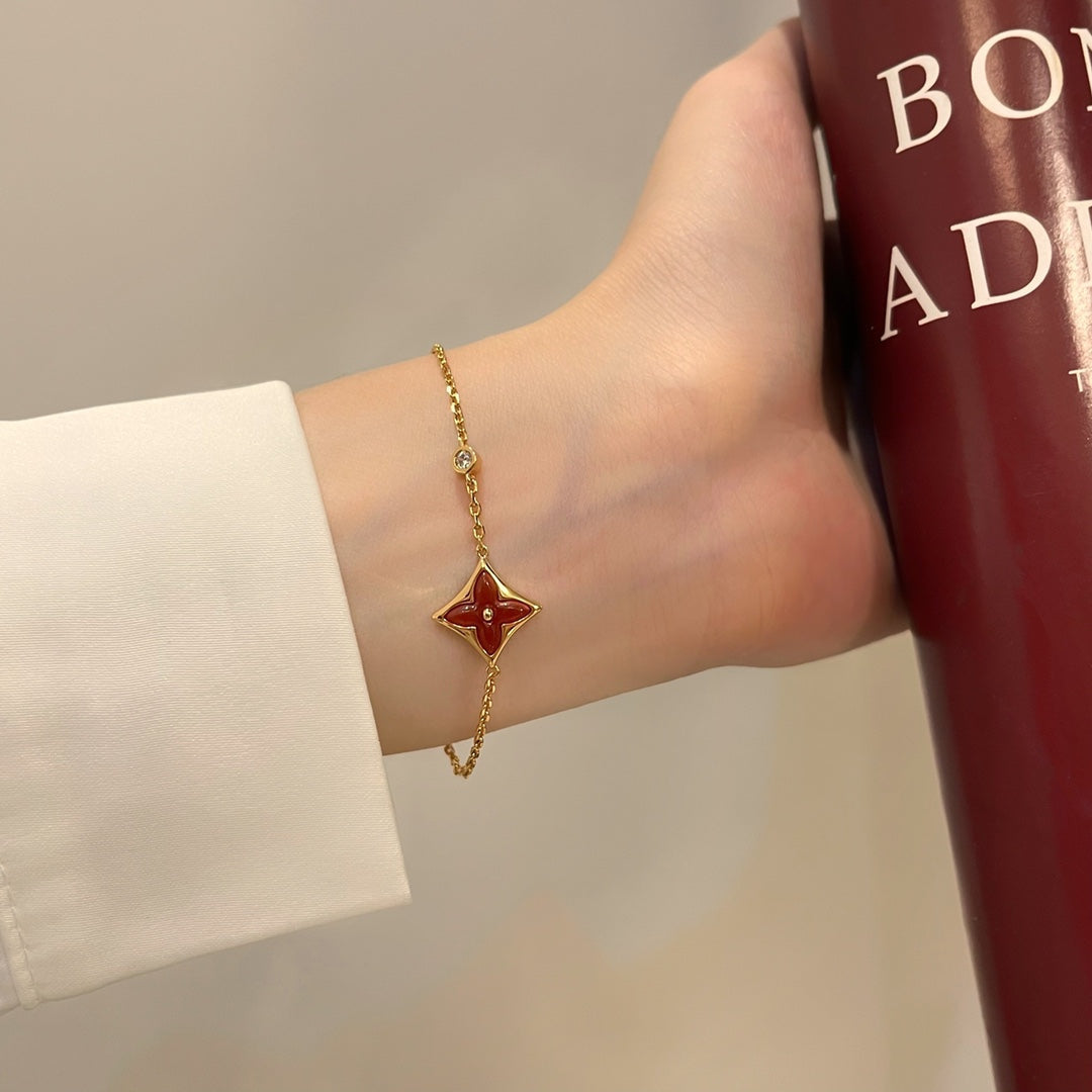 [Clover Jewelry]FARBSTERN KARNEOL ROSÉGOLD DIAMANTARMBAND