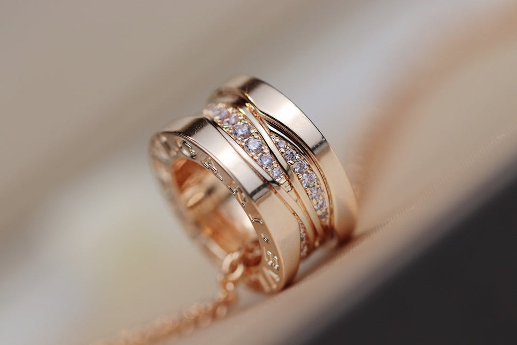 [Clover Jewelry]ZERO 1 PINK GOLD DIAMOND NECKLACE