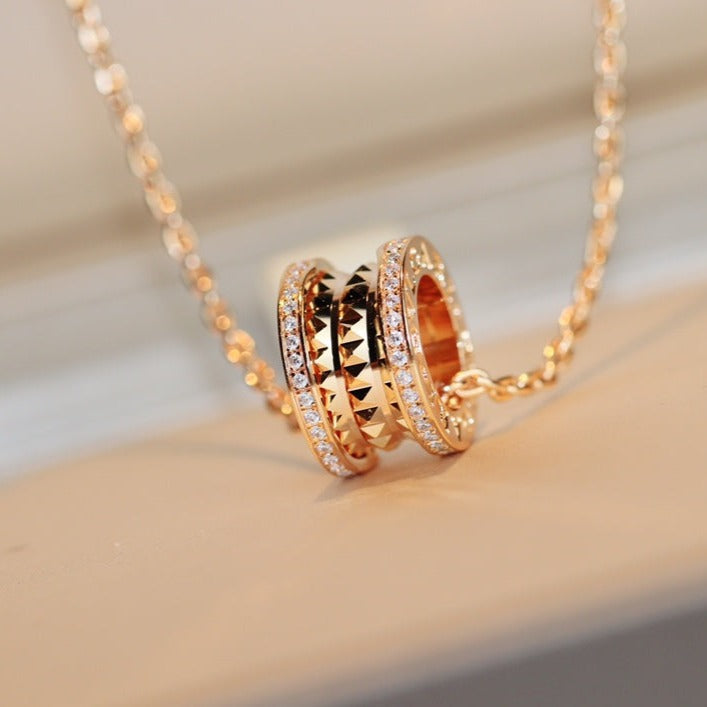 [Clover Jewelry]ZERO 1 ROCK PEDANT PINK GOLD NECKLACE