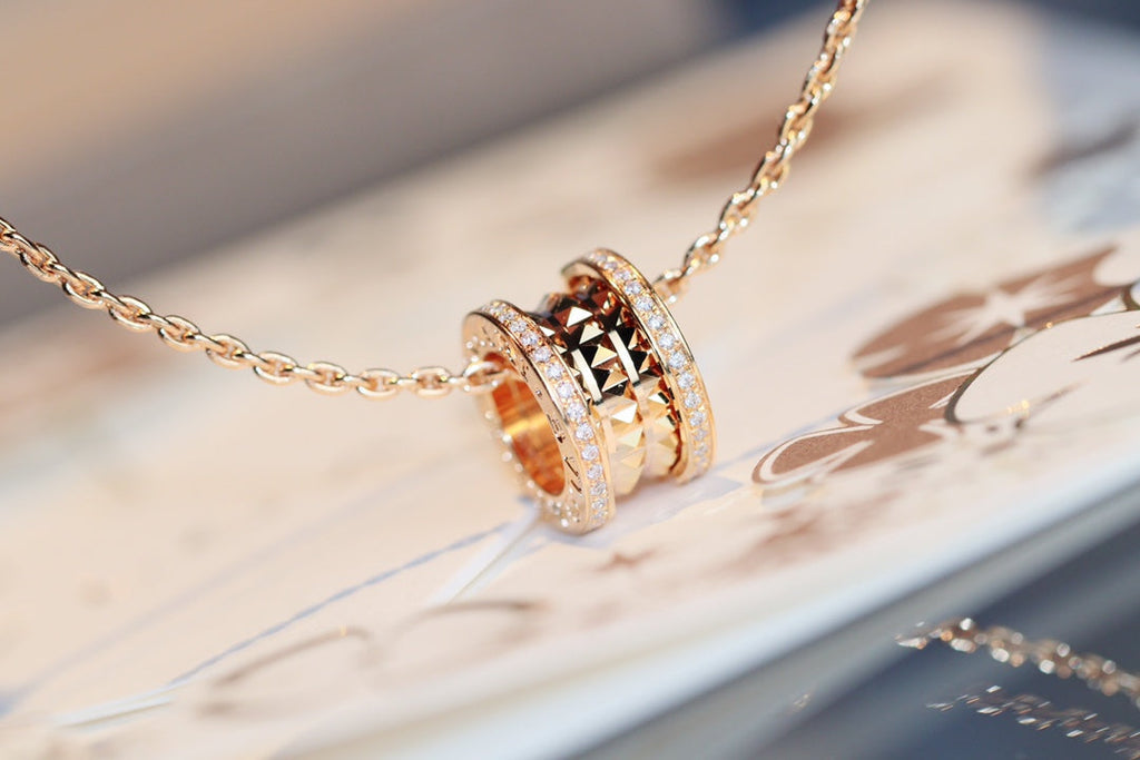 [Clover Jewelry]ZERO 1 ROCK PEDANT PINK GOLD NECKLACE