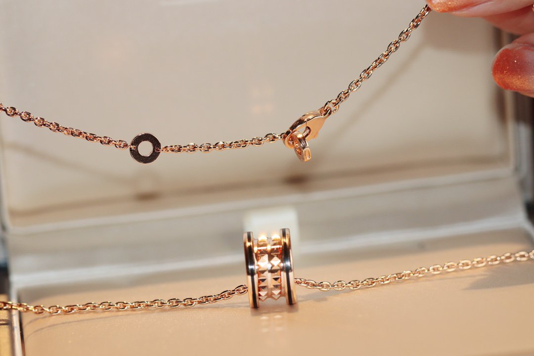 [Clover Jewelry]ZERO 1 ROCK PEDANT PINK GOLD BLACK NECKLACE