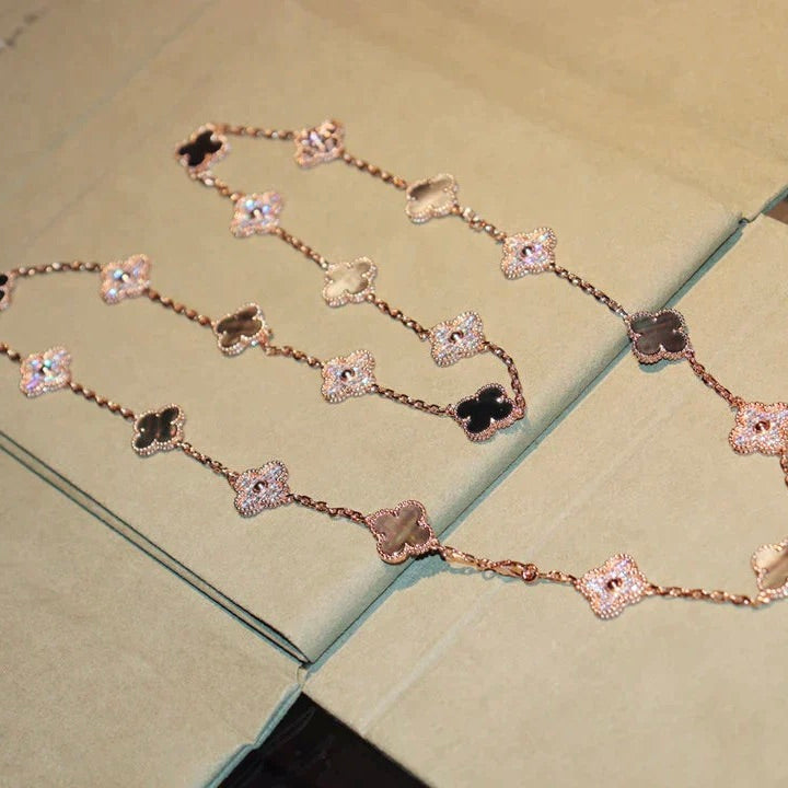 [Clover Jewelry]CLOVER 20 MOTIFS DARK MOP DIAMOND  NECKLACE