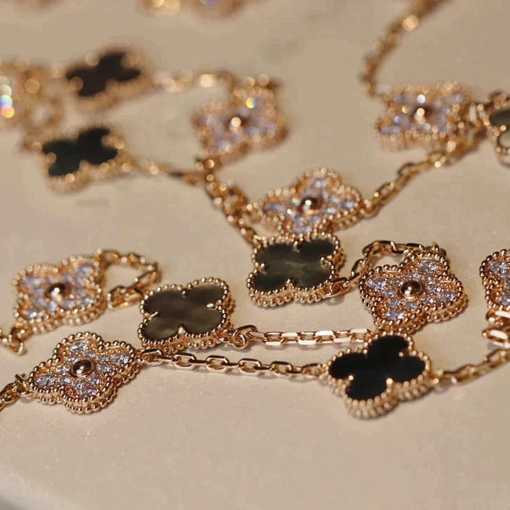 [Clover Jewelry]CLOVER 20 MOTIFS DARK MOP DIAMOND  NECKLACE