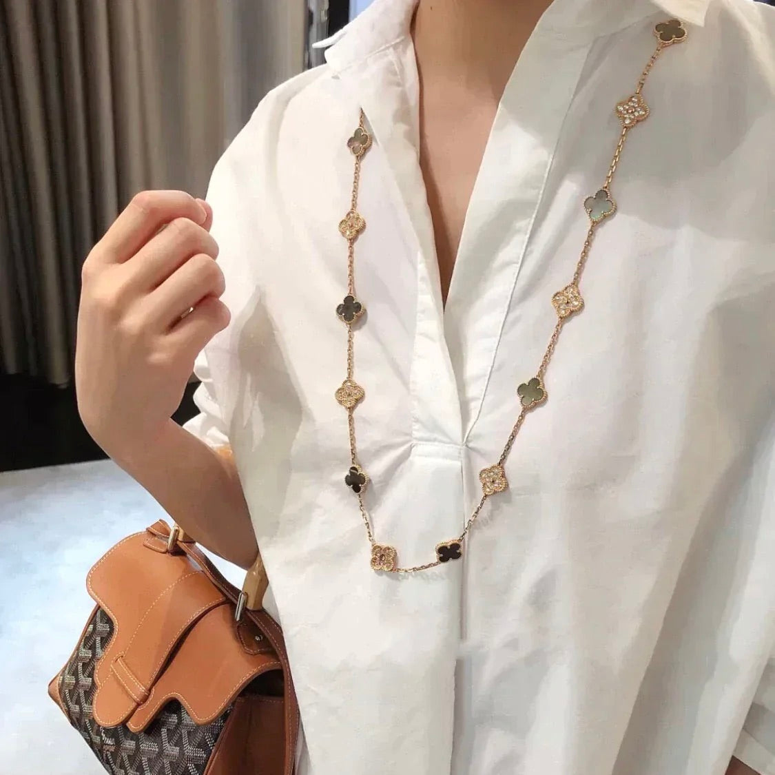 [Clover Jewelry]CLOVER 20 MOTIFS DARK MOP DIAMOND  NECKLACE
