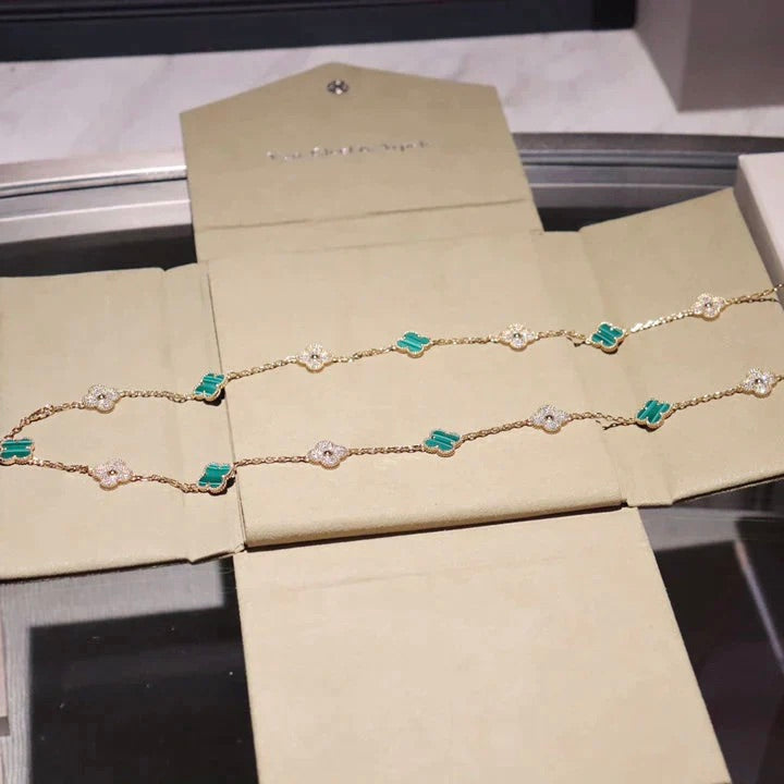 [Clover Jewelry]CLOVER 20 MOTIFS MALACHITE DIAMOND NECKLACE
