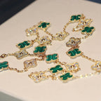 [Clover Jewelry]CLOVER 20 MOTIFS MALACHITE DIAMOND NECKLACE