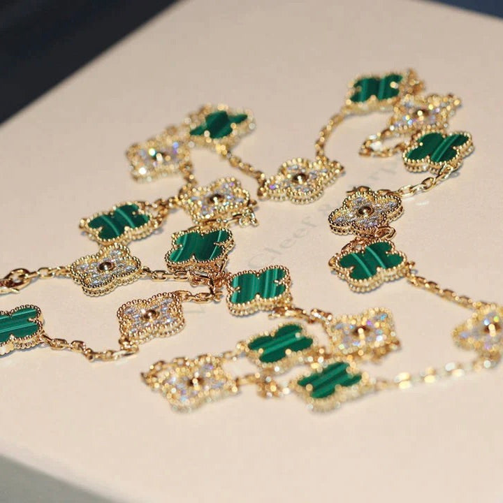 [Clover Jewelry]CLOVER 20 MOTIFS MALACHITE DIAMOND NECKLACE