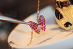 [Clover Jewelry]BUTTERFLY RED DIAMOND ROSE GOLD NECKLACE