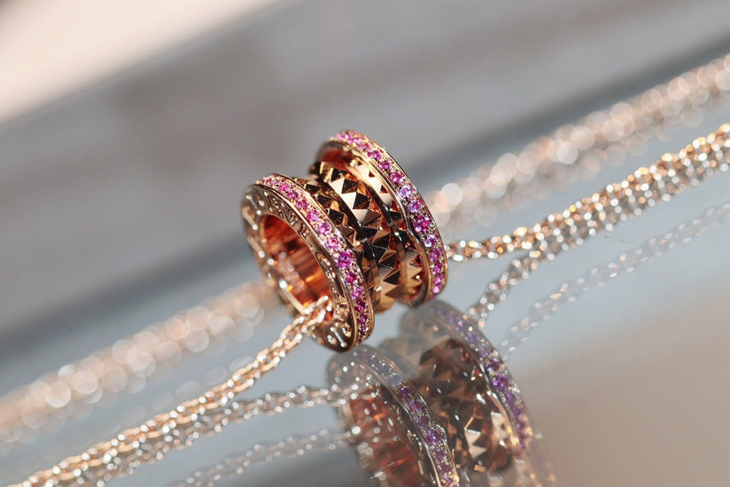 [Clover Jewelry]ZERO 1 ROCK PINK GOLD PINK DIAMOND NECKLACE