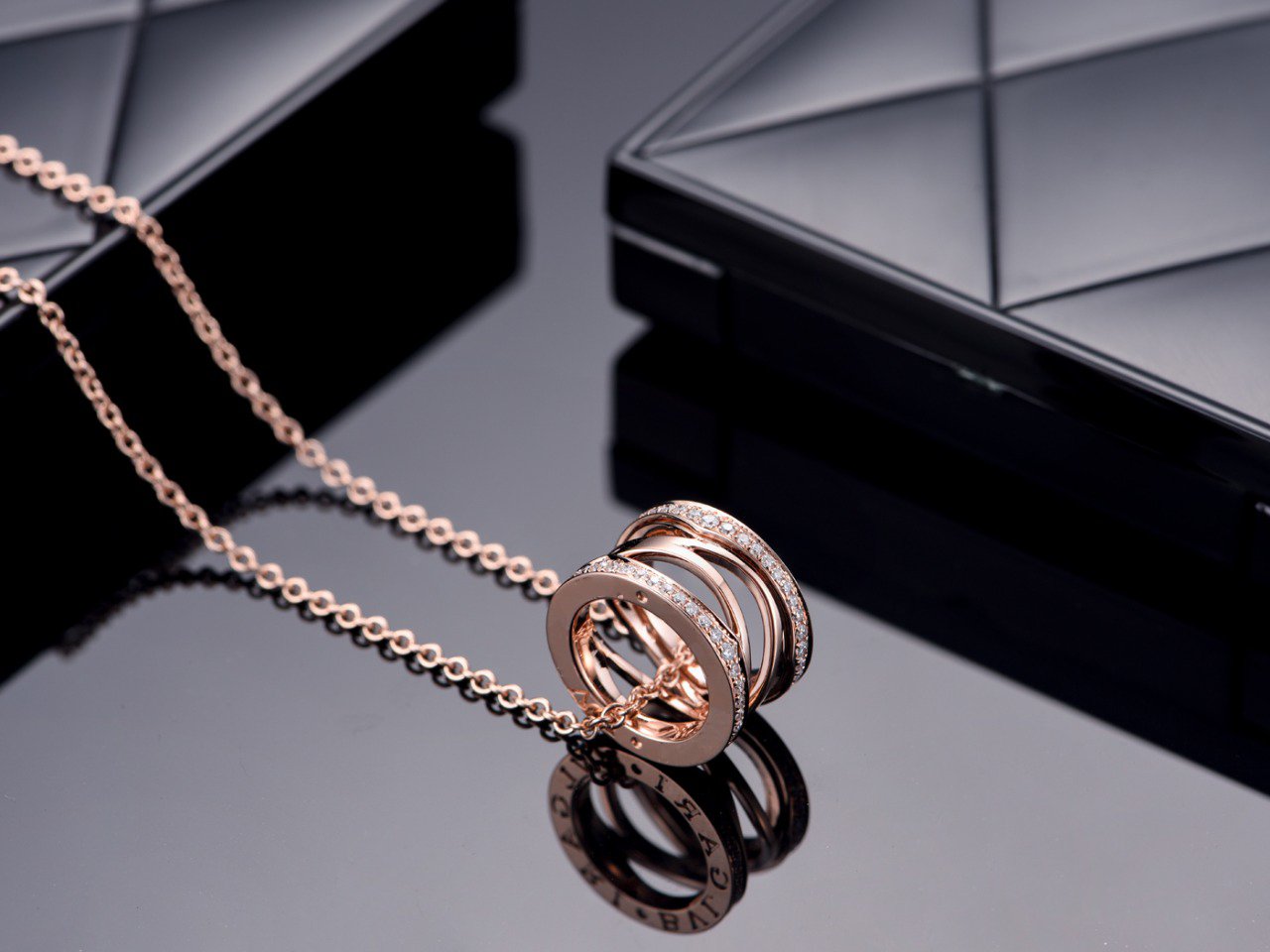 [Clover Jewelry]ZERO 1 PINK GOLD DIAMOND OPEN NECKLACE