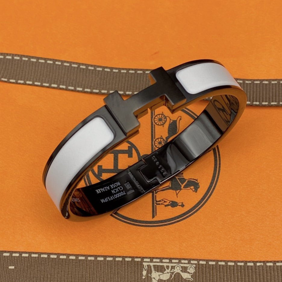 [Clover Jewelry]H BRACELET 12MM BLACK WHITE CERAMIC