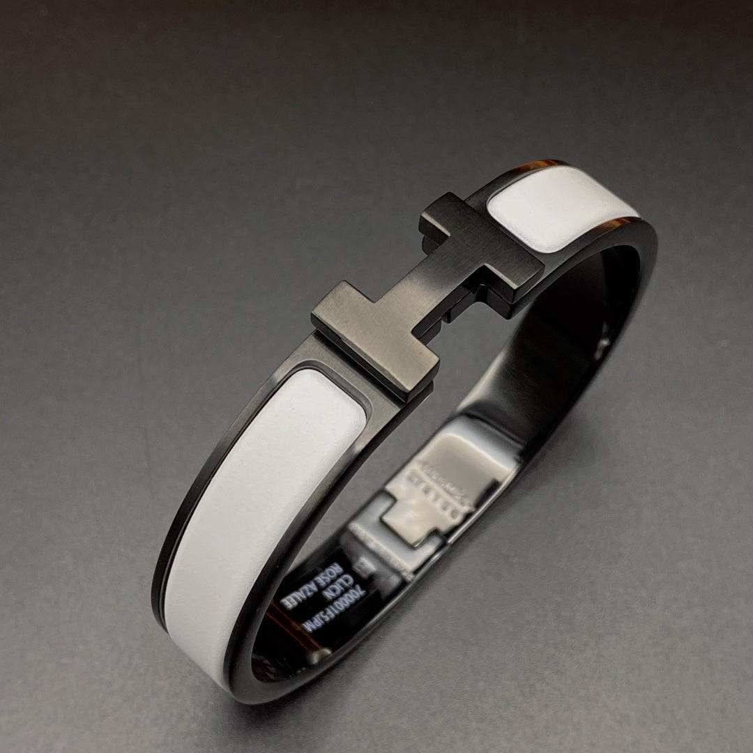 [Clover Jewelry]H BRACELET 12MM BLACK WHITE CERAMIC