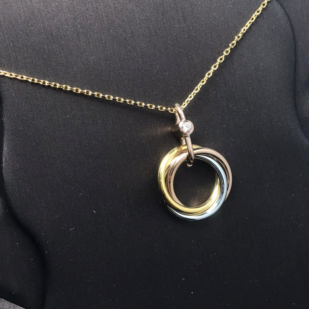 [Clover Jewelry]TRINITY SILVER GOLD PINK GOLD NECKLACE