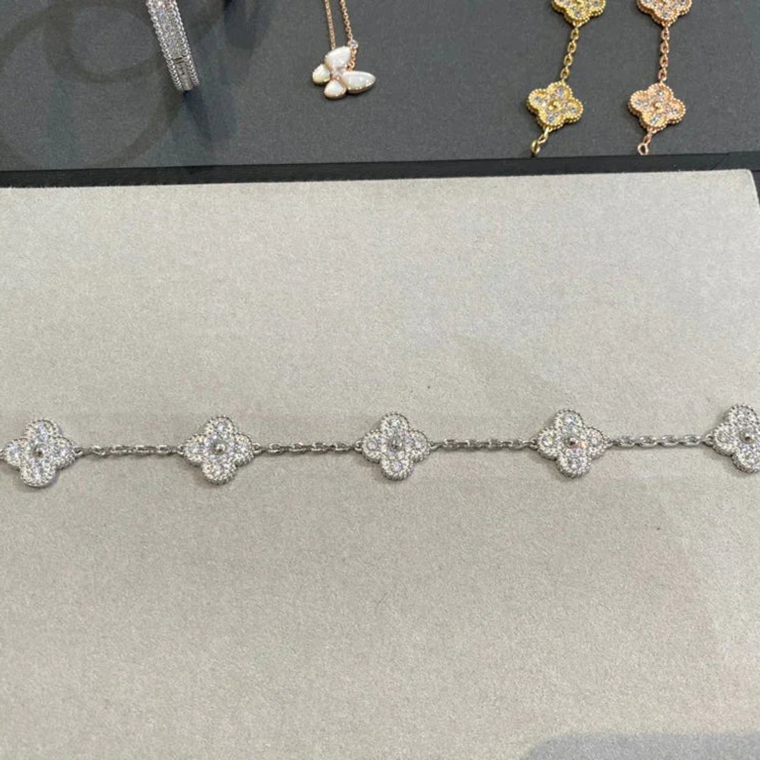 [Clover Jewelry]CLOVER 5 MOTIFS  DIAMOND BRACELET SILVER