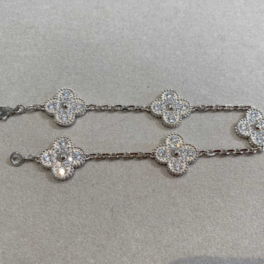 [Clover Jewelry]CLOVER 5 MOTIFS  DIAMOND BRACELET SILVER