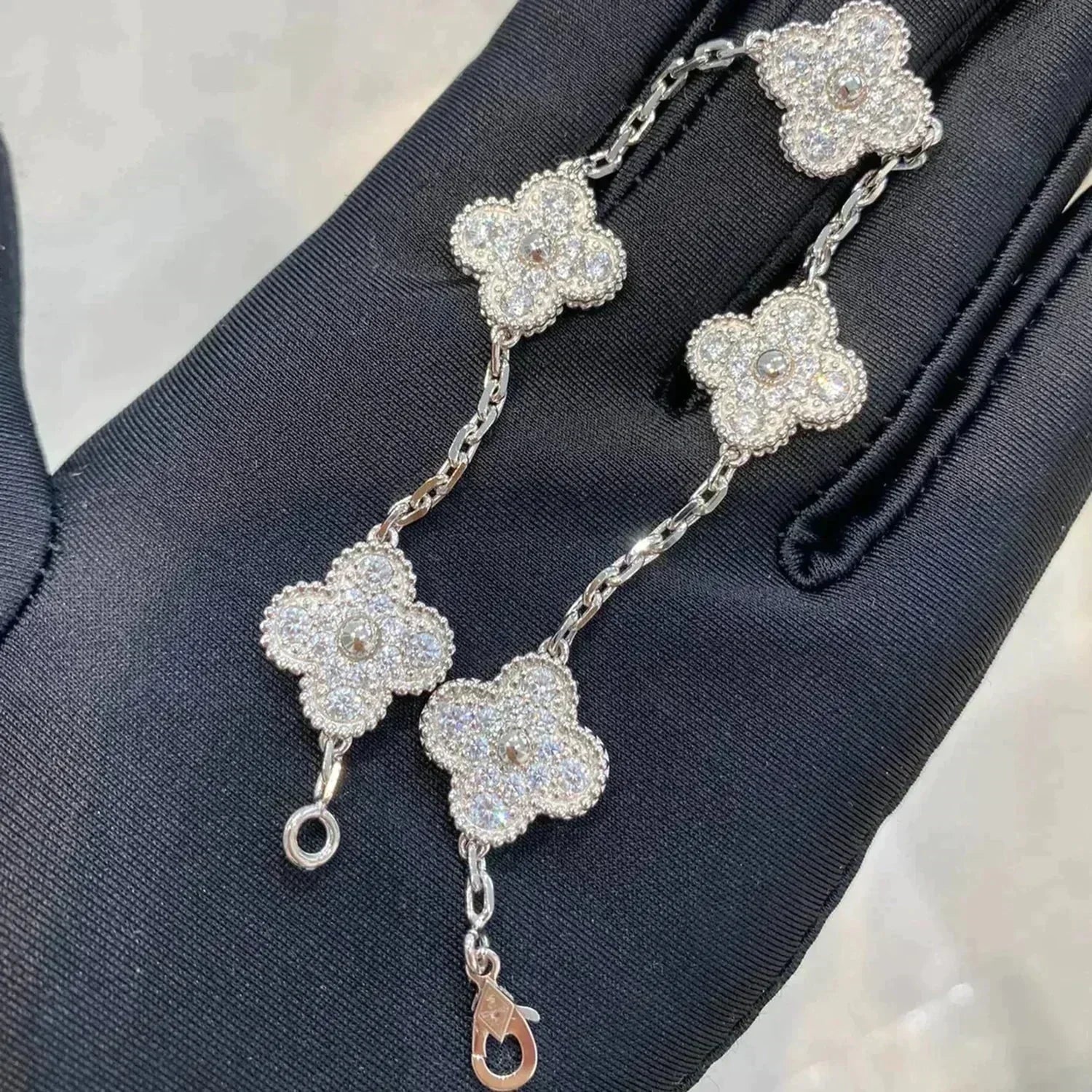[Clover Jewelry]CLOVER 5 MOTIFS  DIAMOND BRACELET SILVER