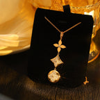 [Clover Jewelry]星と太陽のダイヤモンドピンクゴールドネックレス