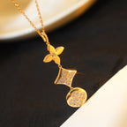[Clover Jewelry]星と太陽のダイヤモンドピンクゴールドネックレス