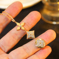 [Clover Jewelry]星と太陽のダイヤモンドピンクゴールドネックレス