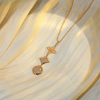 [Clover Jewelry]星と太陽のダイヤモンドピンクゴールドネックレス