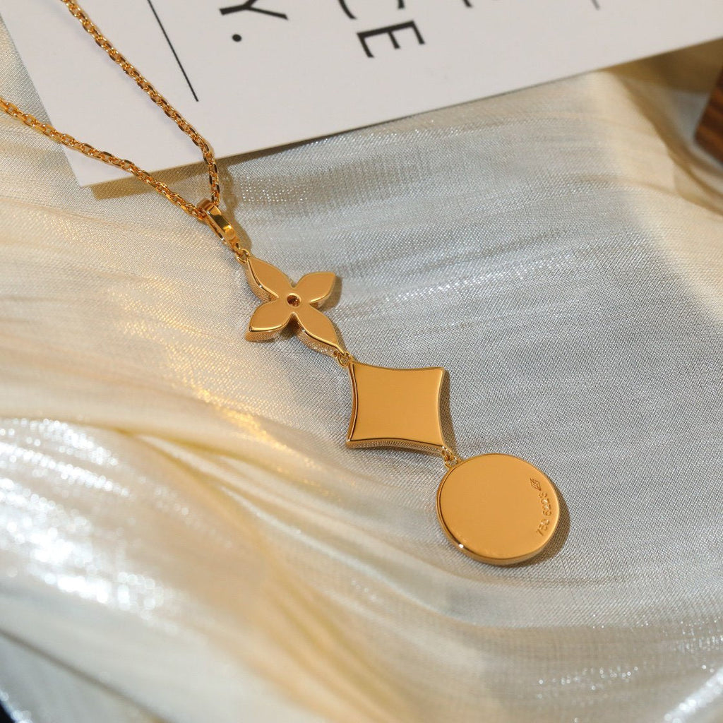 [Clover Jewelry]星と太陽のダイヤモンドピンクゴールドネックレス