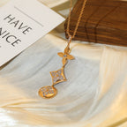 [Clover Jewelry]星と太陽のダイヤモンドピンクゴールドネックレス