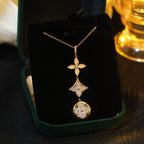 [Clover Jewelry]星と太陽のダイヤモンドピンクゴールドネックレス