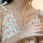 [Clover Jewelry]星と太陽のダイヤモンドピンクゴールドネックレス