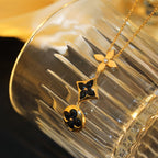 [Clover Jewelry]HALSKE TTE AUS ROSÉGOLD MIT STERN-, SONNEN- UND ONYX-ANHÄNGER