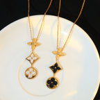 [Clover Jewelry]HALSKE TTE AUS ROSÉGOLD MIT STERN-, SONNEN- UND ONYX-ANHÄNGER