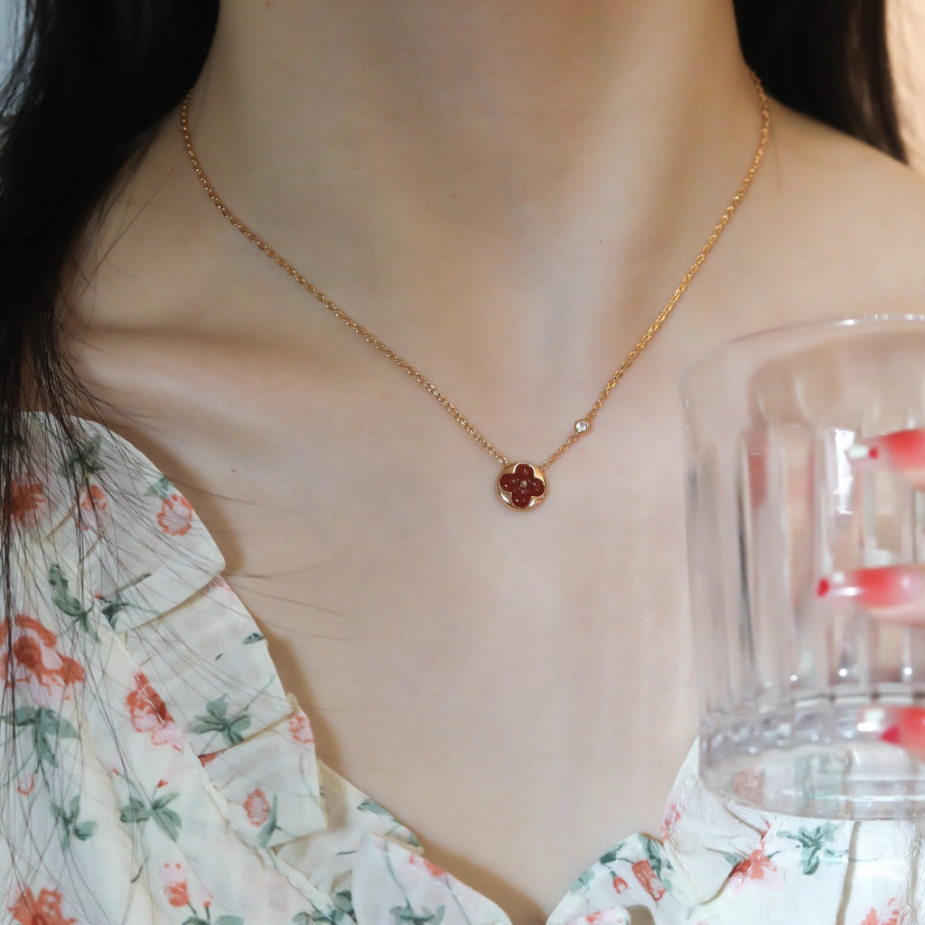 [Clover Jewelry]SONNENANHÄNGER ROSÉGOLD 1 DIAMANT HALSKETTE