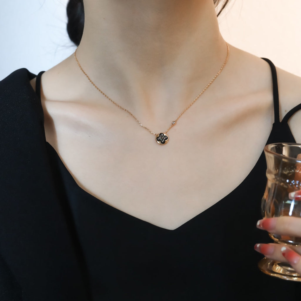 [Clover Jewelry]SONNENANHÄNGER ROSÉGOLD 1 DIAMANT HALSKETTE