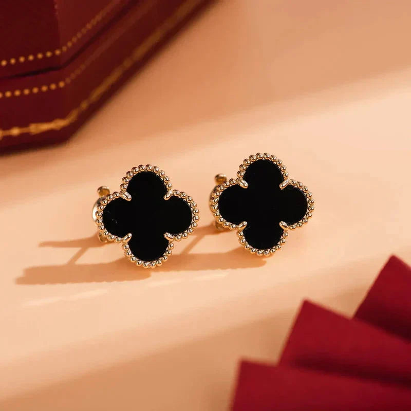 [Clover Jewelry]CLOVER MEDIUM 1 MOTIFS  ONYX STUD EARRINGS