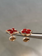 [Clover Jewelry]STAR AND SUN PINK GOLD CARNELIAN STUD EARRINGS