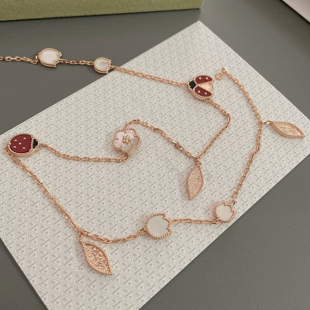[Clover Jewelry]LUCKY SPRING 15 MOTIFS ROSE GOLD NECKLACE