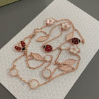[Clover Jewelry]LUCKY SPRING 15 MOTIFS ROSE GOLD NECKLACE